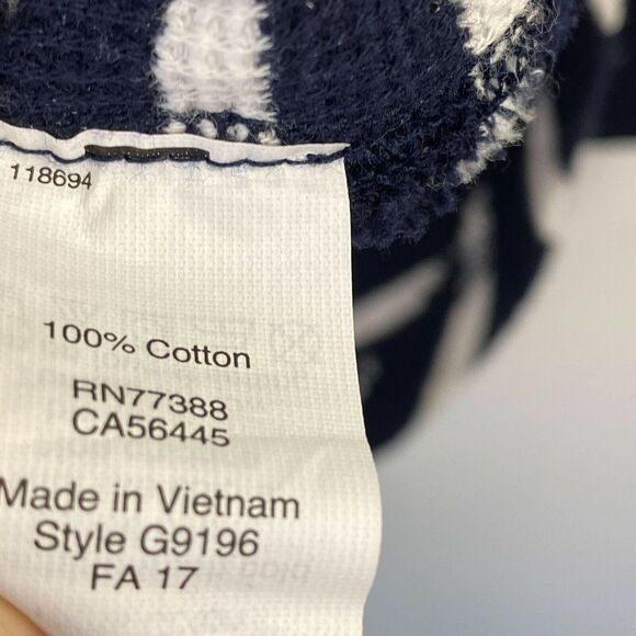 J. Crew Factory Blue Striped Waffle Knit Cowl Neck Pullover Sweater Women XS - Picture 6 of 7